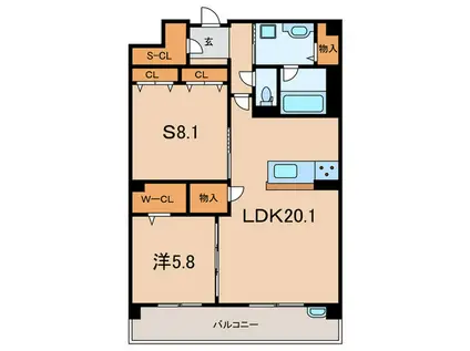 シー・クリサンス西岡本(1SLDK/2階)の間取り写真