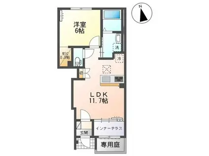 フォレストあずら(1LDK/1階)の間取り写真