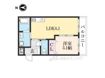 Nステージ長岡天神(1LDK/3階)の間取り写真