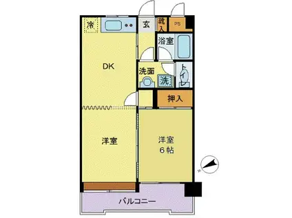 エスプリ日野(2DK/4階)の間取り写真