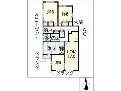 三渓ヒルズ C棟(4LDK/1階)の間取り写真