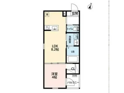 クレリア花池町(1LDK/1階)の間取り写真