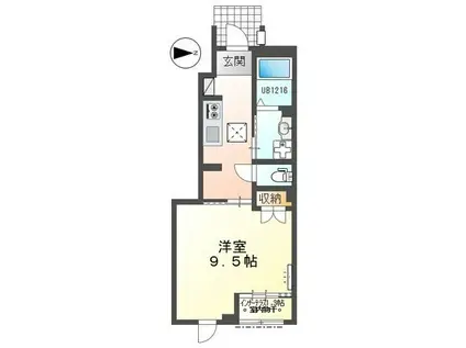 シェルル・スターテラス和合(1K/1階)の間取り写真