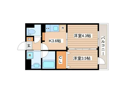 CUBE TERRACE(2K/2階)の間取り写真