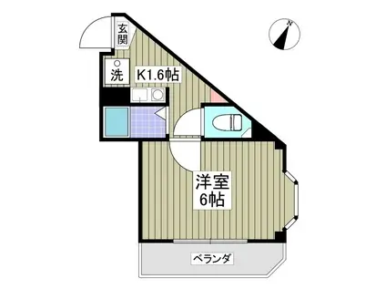 シャルマンフジ熊谷壱番館(1K/2階)の間取り写真