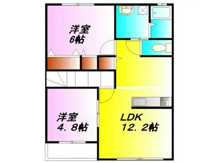 ファンテーヌA(2LDK/2階)の間取り写真