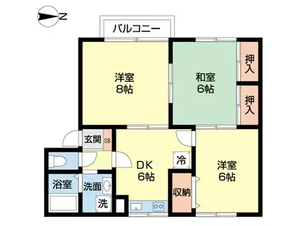 ボヌール八橋B(3DK/2階)の間取り写真