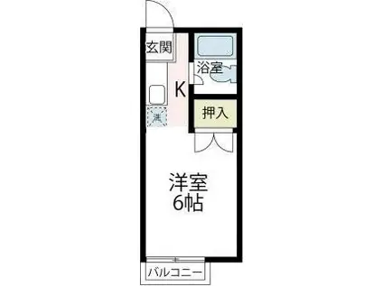 市川ハイツ(ワンルーム/2階)の間取り写真