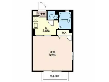 ウエストコート(1K/1階)の間取り写真