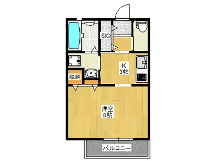 グリーンヒル広野(1K/1階)の間取り写真