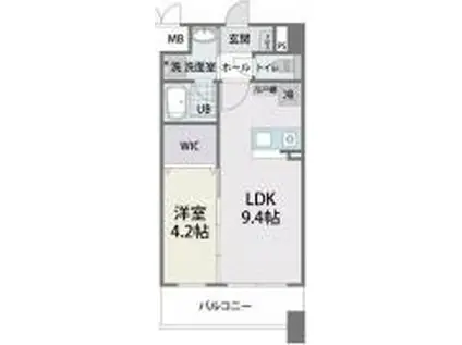 ニューリバー姪浜II(1LDK/13階)の間取り写真