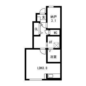 NJ HOUSE 花楯 (1SK/1階)の間取り写真