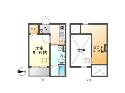 シティリバー南十一番(1K/1階)の間取り写真