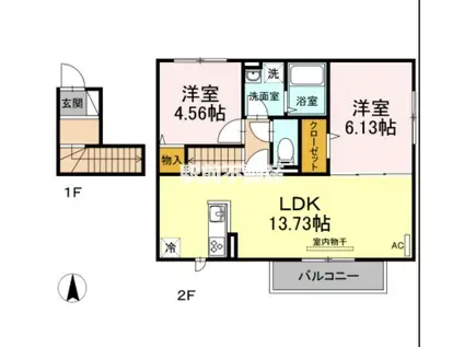 トロワーズ湘南XI(2LDK/2階)の間取り写真