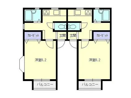 アーバンローズ(1K/1階)の間取り写真