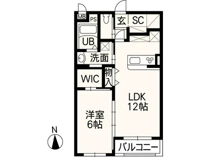 ホワイトステージ・熊本西(1LDK/2階)の間取り写真