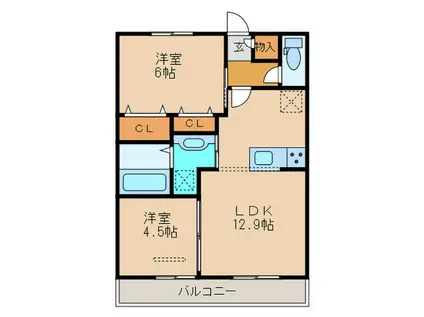 フロイデプラッツ(2LDK/3階)の間取り写真