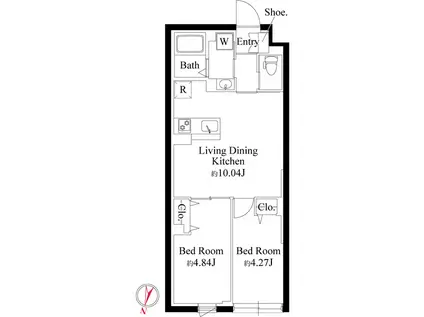 グランパセオ大岡山(2LDK/1階)の間取り写真