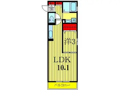 エミナンス II(1LDK/2階)の間取り写真