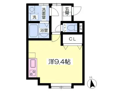 クラレヴィラ(ワンルーム/1階)の間取り写真