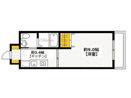 アプレックス出汐(1K/3階)の間取り写真