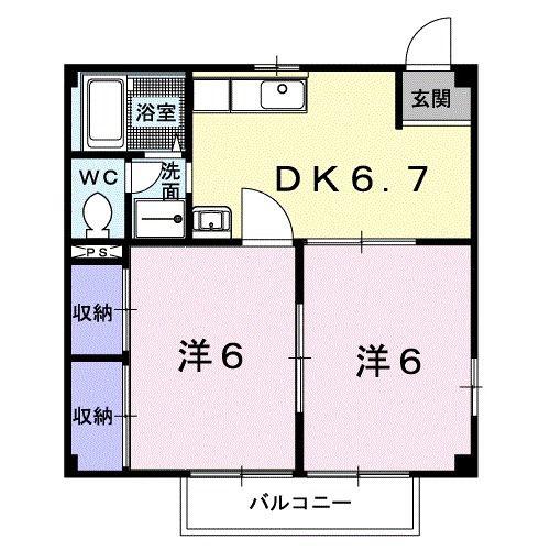 グリーンヒルズA(2DK/2階)の間取り写真