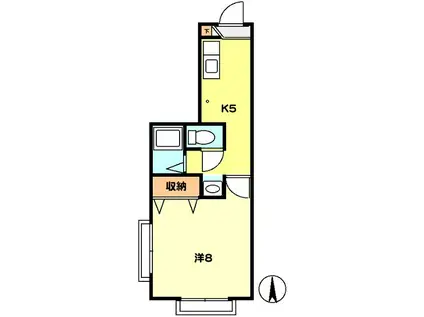 カーサ・メディオ(1K/1階)の間取り写真