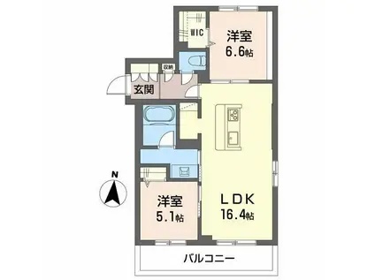 レーベンエイトII(2LDK/2階)の間取り写真
