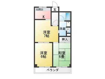 上島ビル(2K/3階)の間取り写真