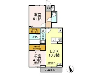 ラルブルボヌール(2LDK/1階)の間取り写真