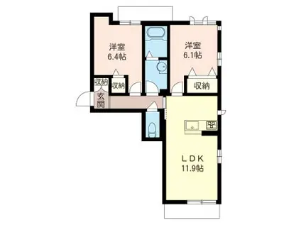 グリーンヒルズ元総社(2LDK/3階)の間取り写真