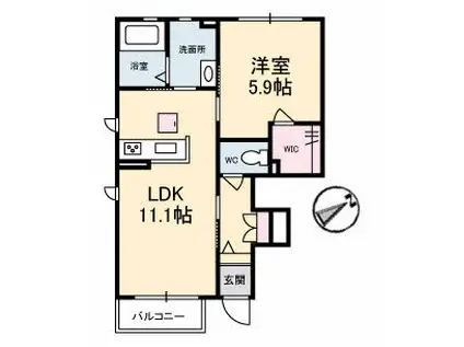 セントリビエ(1LDK/1階)の間取り写真