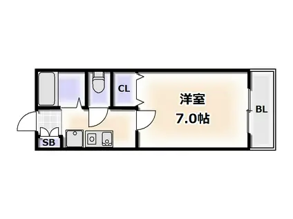 ウィンウエスト(1K/4階)の間取り写真