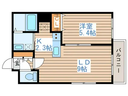 MIEL(1LDK/2階)の間取り写真