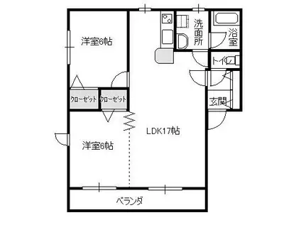 コラールメゾンB(2LDK/3階)の間取り写真