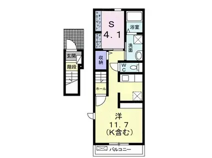 サンフラワーS(ワンルーム/2階)の間取り写真