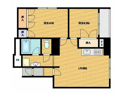 ユトリロ新川(2LDK/3階)の間取り写真