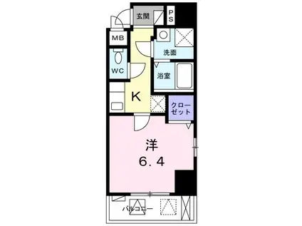アクアセゾン(1K/2階)の間取り写真
