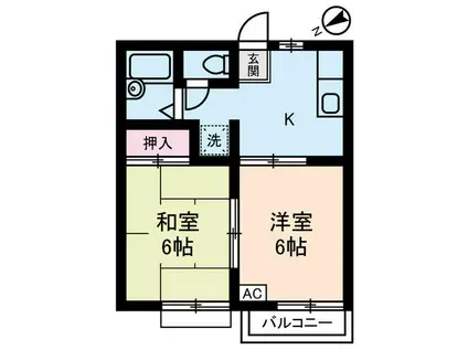 グレースコートA棟(2K/2階)の間取り写真