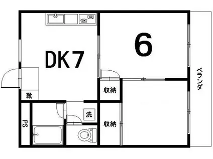 メゾンいずみ(2DK/3階)の間取り写真