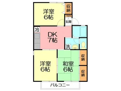 レジデンス蘭(3DK/1階)の間取り写真