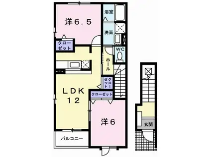 リヨン・たつのA棟(2LDK/2階)の間取り写真