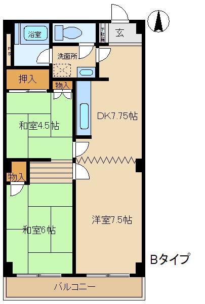 グリーンハイツ(3DK/1階)の間取り写真