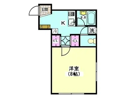 シャンテ百反坂(1K/1階)の間取り写真