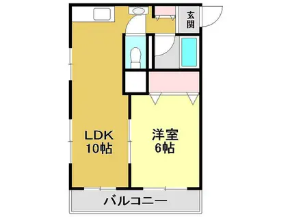 福徳ハイツ(1LDK/3階)の間取り写真