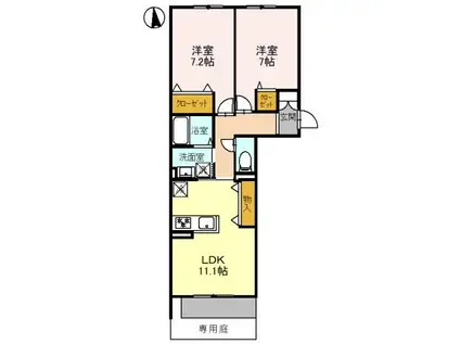 シャーメゾン茜(2LDK/1階)の間取り写真