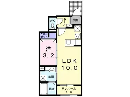 アリビオ(1LDK/1階)の間取り写真