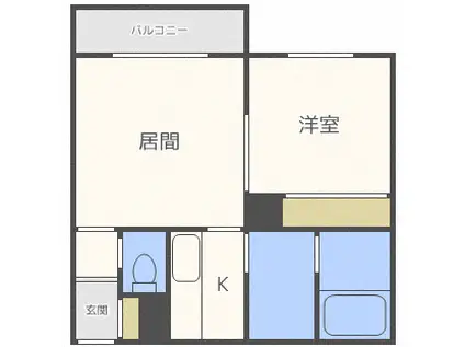 ローズロイN28(1LDK/1階)の間取り写真