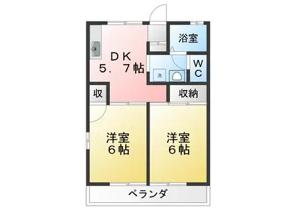 I・S・フラッツ(2DK/2階)の間取り写真