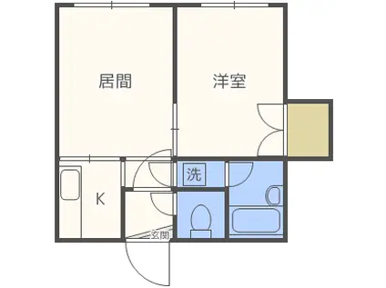 シャトー13条(1LDK/3階)の間取り写真